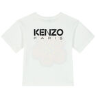 تيشيرت بنات بطبعة الزهور باللون الأبيض, 1, hi-res